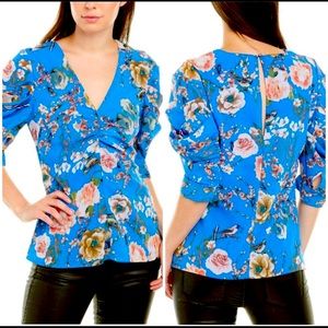 NWT Walter Baker Niesha Top Blue Floral Medium